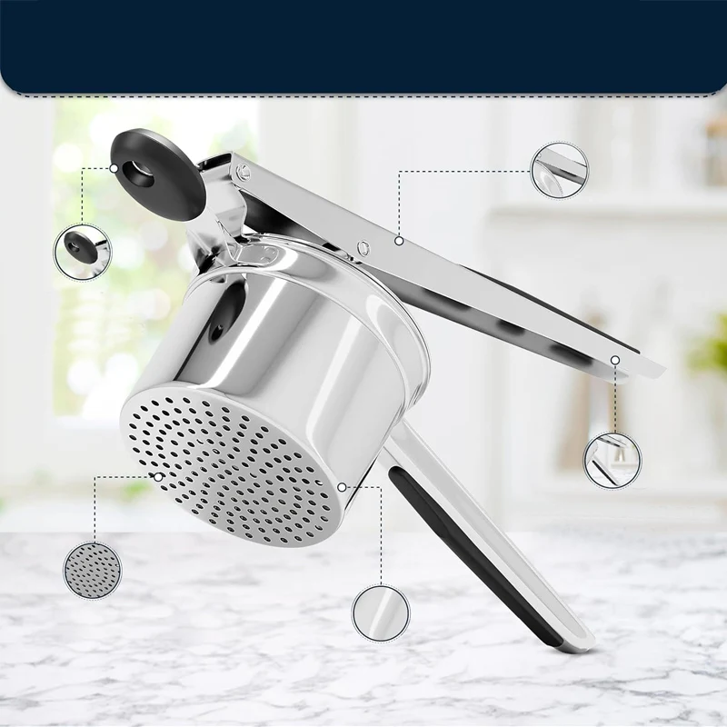 

Mashed Potatoes Stainless Steel Crushing Puree Fruit Vegetable SqueezerJuicer Press Maker Kitchen Tools，with 3 Interchangeable