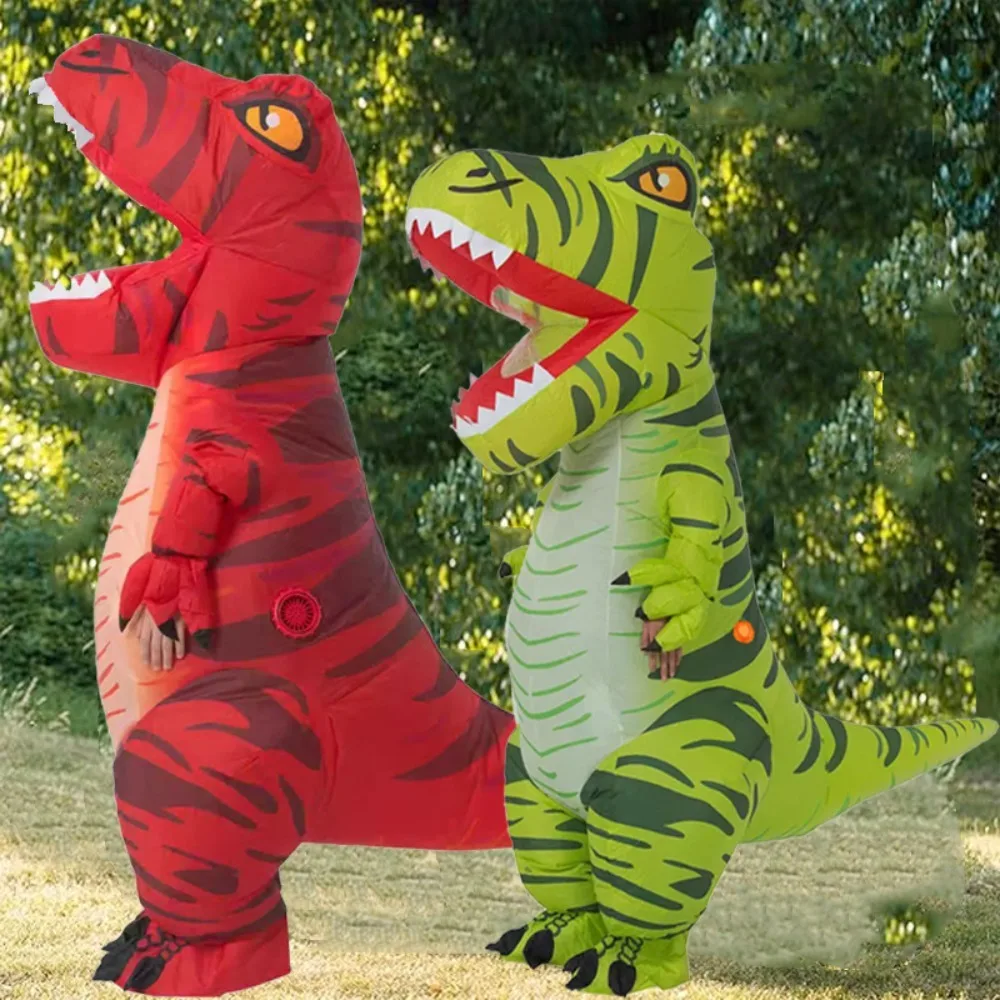 

Halloween Funny Dinosaur Costume Tyrannosaurus Puppet Performance Party Holiday Green Dinosaur Inflatable Suit Cosplay