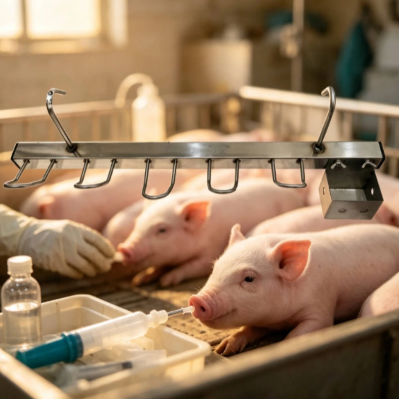 Metal Hanging Pig Frame Welded Pig Hanger with Hooks Slaughter Hook Frame Wall-Mounted for Butchers, Slaughterhouse