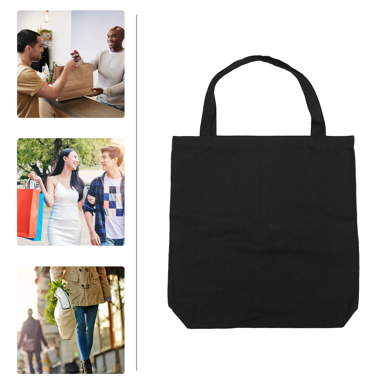 

Canvas Tote Bag Large Capacity Shopping Grocery Pouch Black Beach Cloth Portable Reusable Friendly Storage Bag High