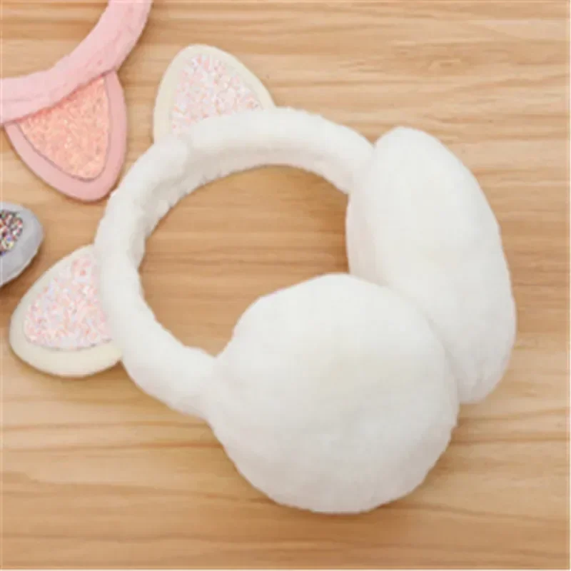 New Lovely Winter Warm Cat Ear Warmers Glitter Ears Plush Earmuffs for Women Playful Girls Ear Muffs Cold Protection Warm Hot