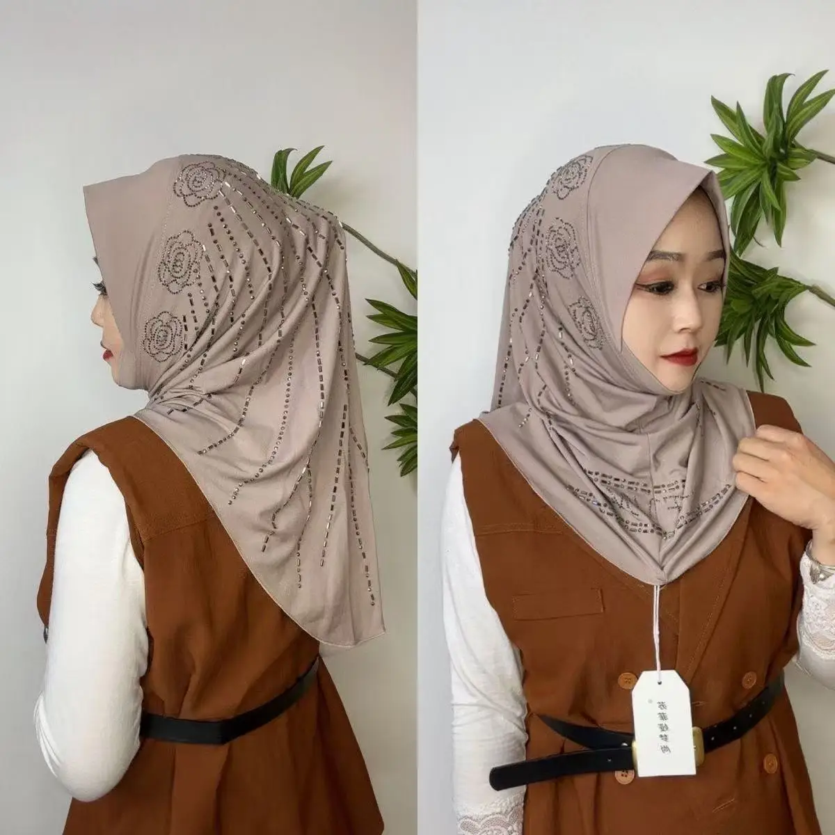 Hijab Muslim Women Shawl Headscarf Luxury Tassels Scarf Malaysia Prayer Kufi Islam Chiffon Turban 05565