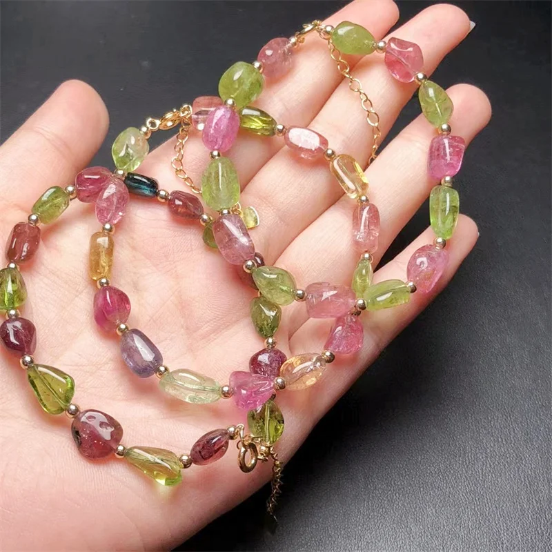 

Natural Freeform Tourmaline Bracelet Fashion Gemstone Crystal Jewelry Bangle For Women Healing Bohemia Holiday Gift 1pcs