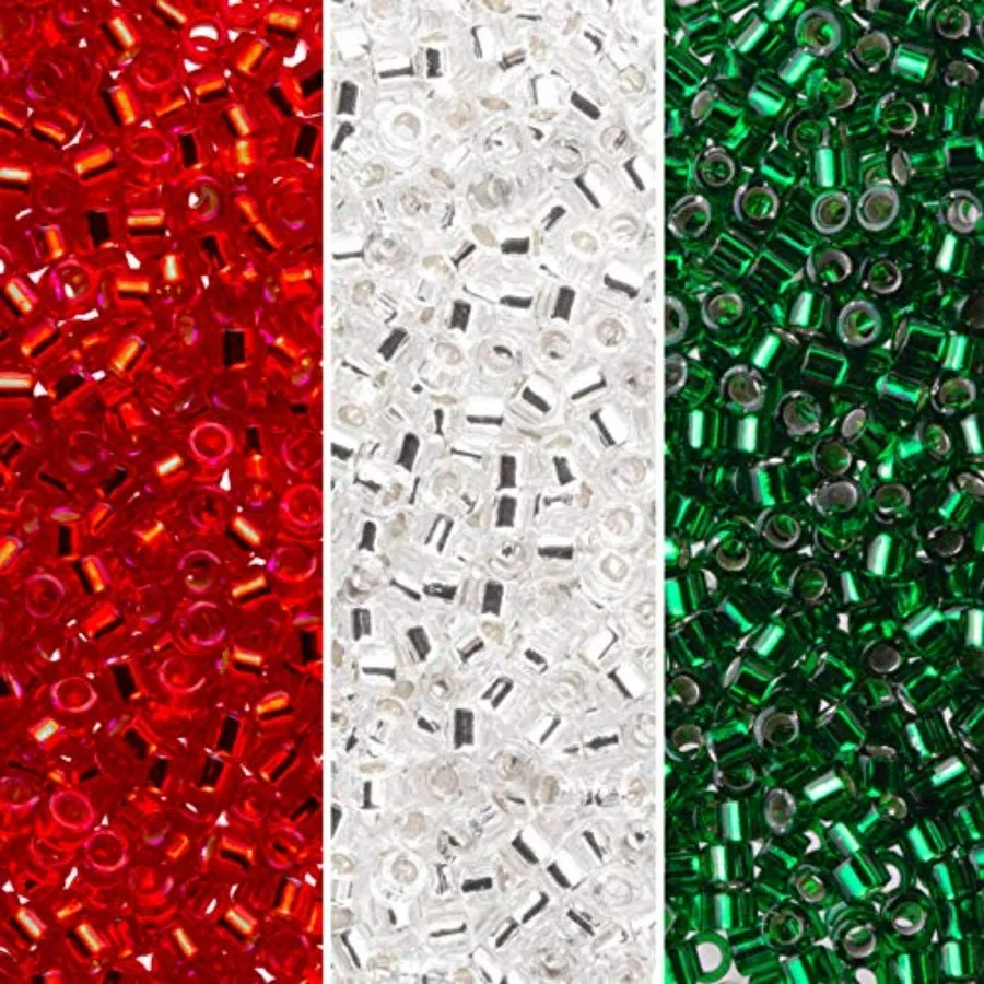 

Набор бусин Delica: размер 11, 0, рождественская палитра с серебряной подкладкой, коллекция DB41 DB148 DB602