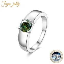 JoyceJelly Luxury 1ct/2ct Moissanite Rings Sterling Silver 925 Jewelry Simple Classical Men's Wedding Ring Resizable Size7-11