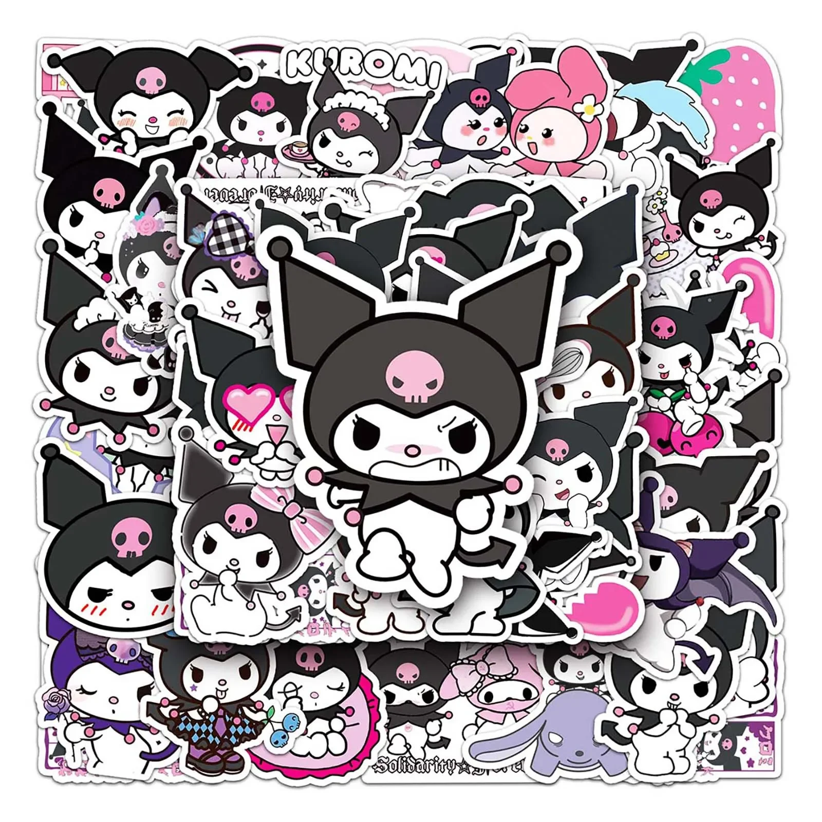 50pcs/set Kuromi sticker Children DIY Puzzle Sticker Sanrio Face Funny Anime Cartoon Assemble Stickers Kids Toys Boys Girls Gift