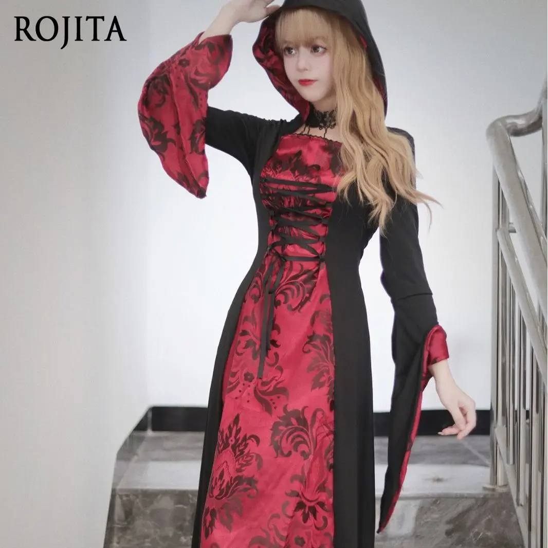 

Halloween Cloak Vampire Cosplay Costume Prom Wizard Dress Up Robe Sexy Hot Girl Slim Fit Hoodies Dress Women