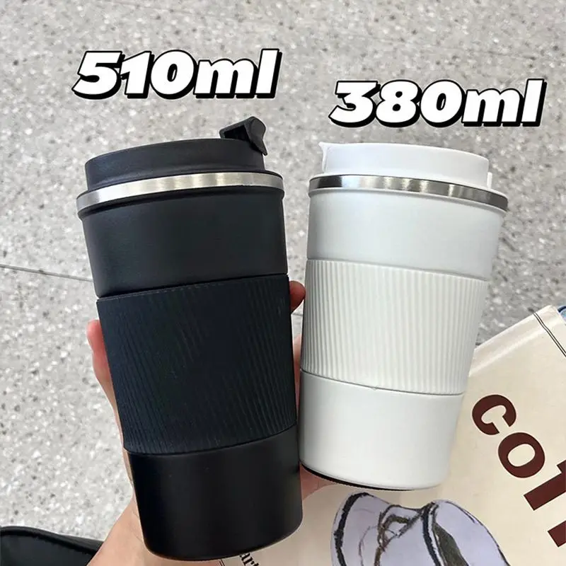 304 Edelstahl 500 ml Stahl vakuumisolierte Wasserflasche Anti-Rutsch-Kaffeetasse Thermobecher Tragbare Flasche Büro Geschenkset
