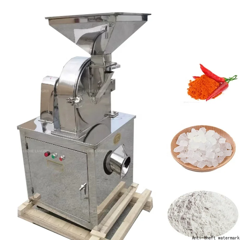 Automatic Chilli Grinding Machine Food Processing Plastic 220V Motor Factory Price Masala Spice Powder Crusher Home Kitchen Use