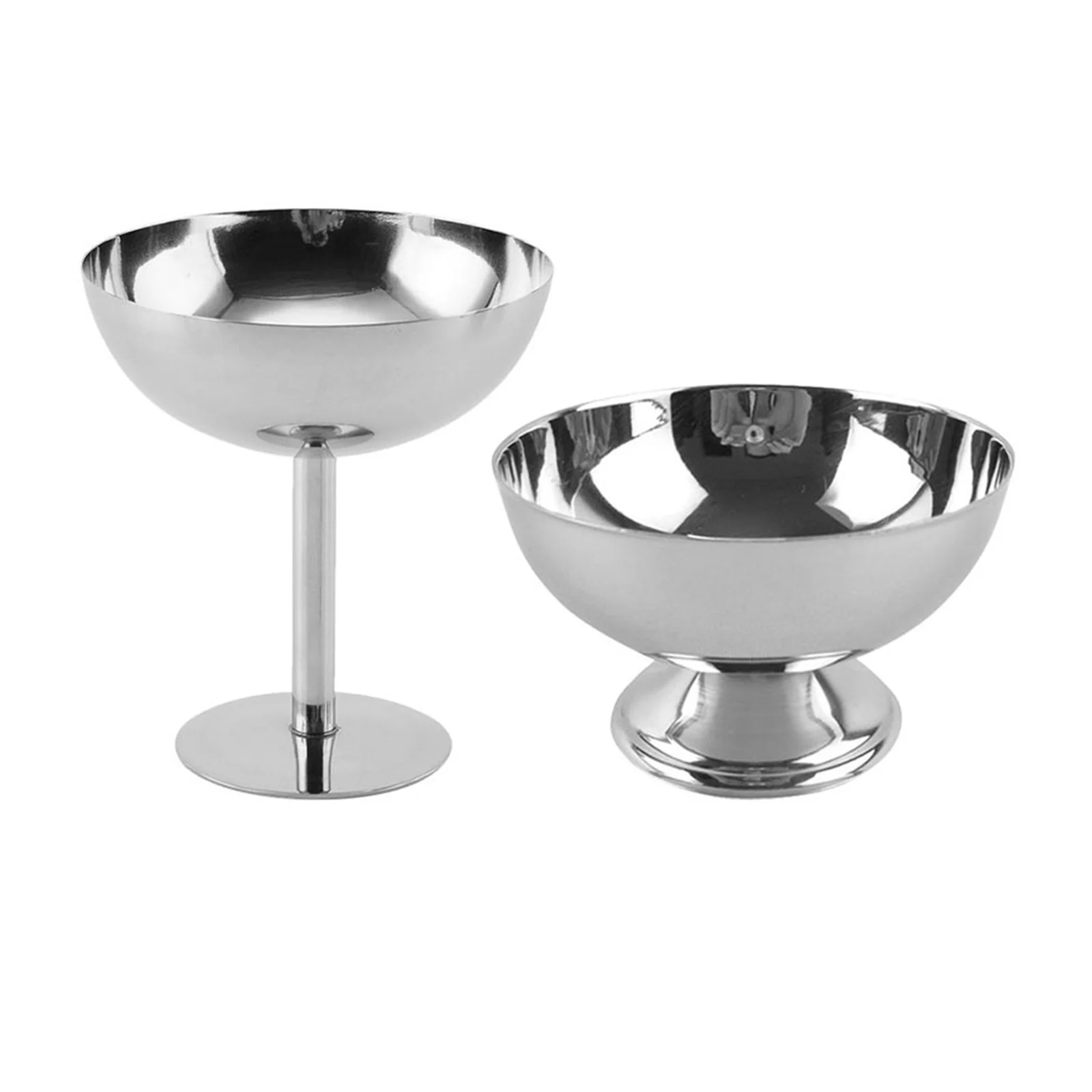 

2Pcs Stainless Steel Ice Cream Cups Bowls Silver Dessert Heat Resistant Mini Party Yogurt Storage Cup Metal Footed