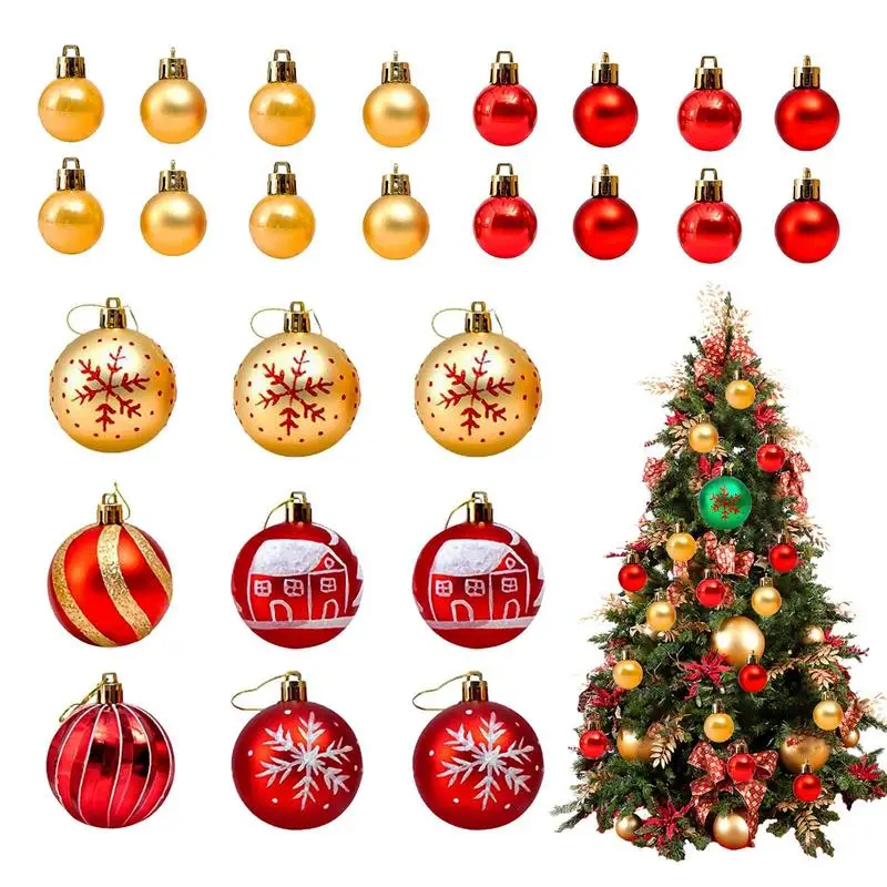 Christmas Balls 44PCS Special Shaped Electroplated Painted Shatterproof Hangings Ball Set 2.4inch Christmas Tree Ornaments For