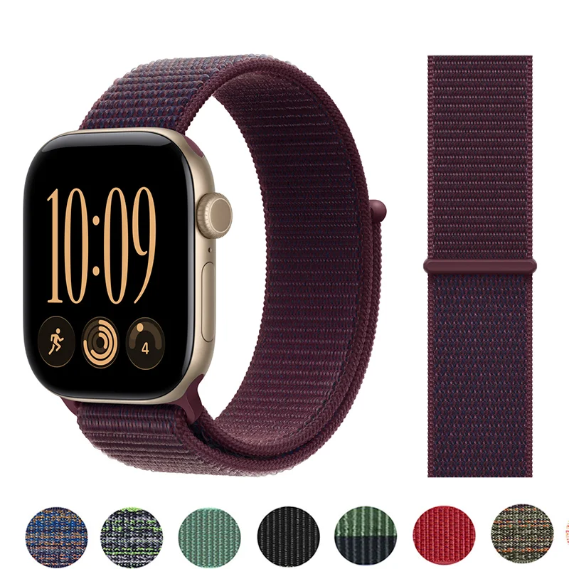 Nylon-Schlaufe für Apple Watch Armband 46mm 44mm 40mm 41mm 45mm 49mm Atmungsaktives Armband iWatch Series 12 11 10 9 8 7 6 5 SE3 Ultra 4 3