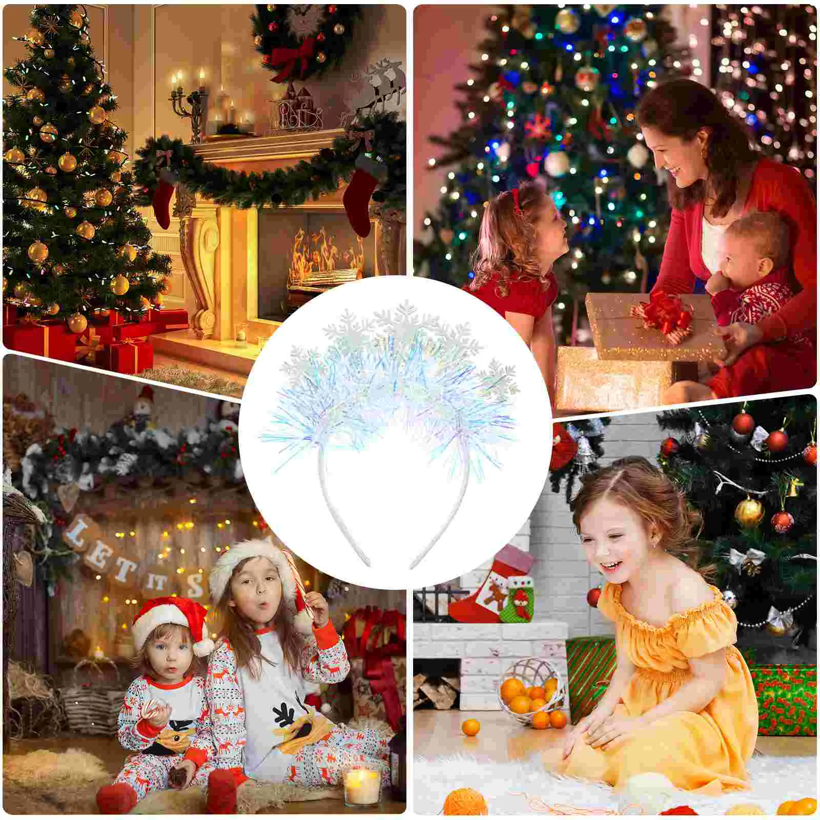 Christmas Snowflake Headband White Sparkly Children Stage Performance Prop Decorative Hair Accessory Elegant Fashion Party Photo