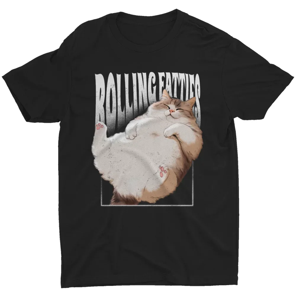 Rolling Fatties Cat Funny Cat Lover Gift Humor Fluffy Cat Meme Men's T-Shirt Tee