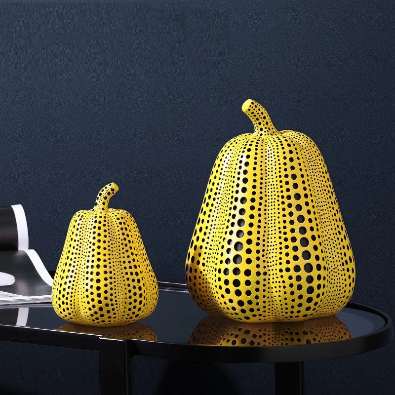 

Creative Dot Animal Statue Resin Craft Home Decor Room Abstract Decorations Wave Point Art Pear Pumpk Sculpture Office Decor