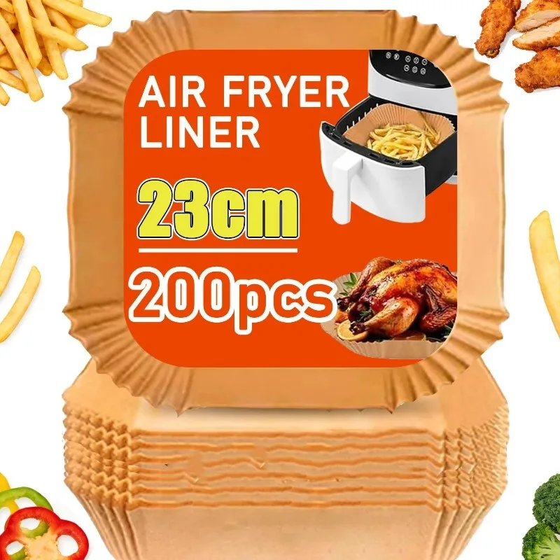 23cm Baking Paper Hot Air Fryer Liners Disposable Non-stick Oil-proof Baking Paper Liner for Oven Microwave Roasting Accessor
