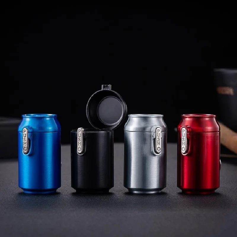 Mini Portable Ashtray Trashcan Keychain Outdoor Pocket Ashtray with Lid Metal Storage Box with Keychain Cigarette Accessories