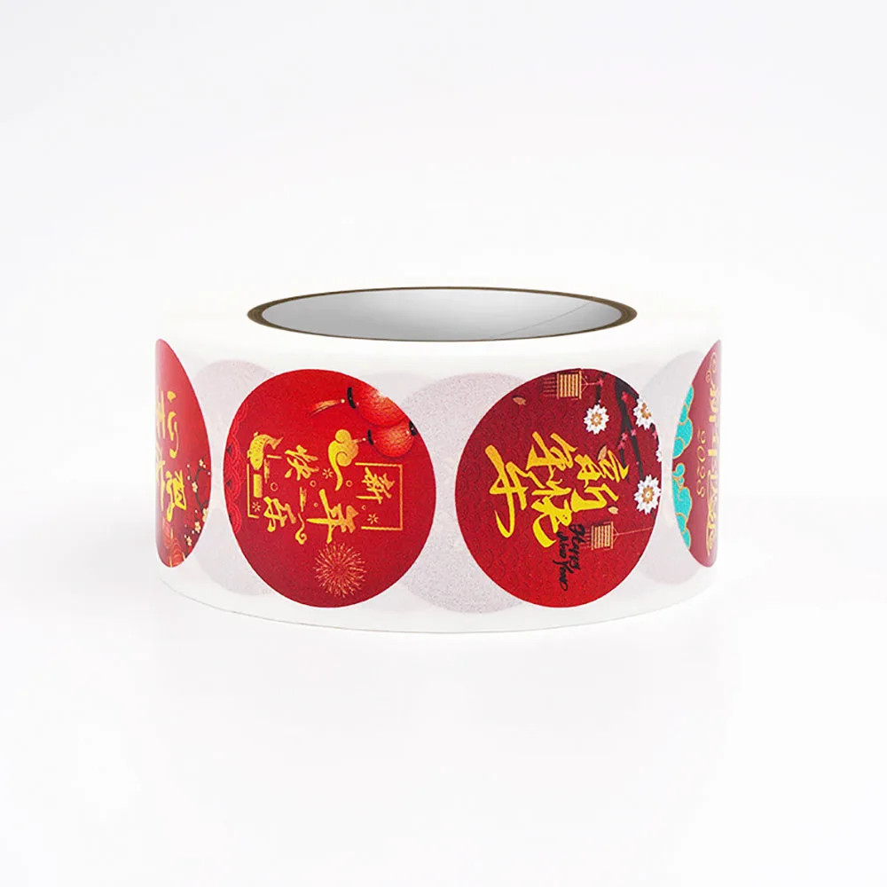 500Pcs Chinese New Year Round Stickers Envelope Sealing Labels Rabbit Decoration Decor Holiday Gift Candy Bag Sticker