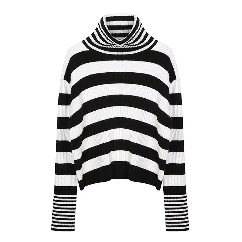 Korean Style High Neck Striped Bottom Sweater Autumn New Style Women\'s Inner Knitted Sweater Outer Top Trend Women\'s clothing