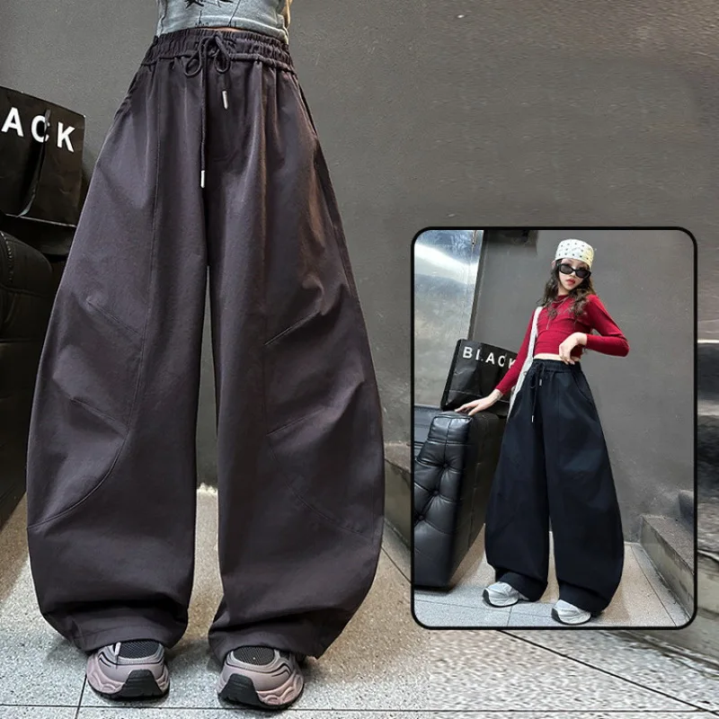 

2025 свободные брюки в стиле хип-хоп согнутым ножом для девочек, детские модные уличные брюки, уличная одежда, спортивные штаны, детские спортивные штаны