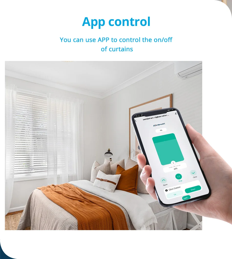 Zemismart Zigbee Rollos Motor Eingebauter Akku Funktioniert mit der Tuya Smartthings App Alexa Google Home Sprachsteuerung – Detail 6