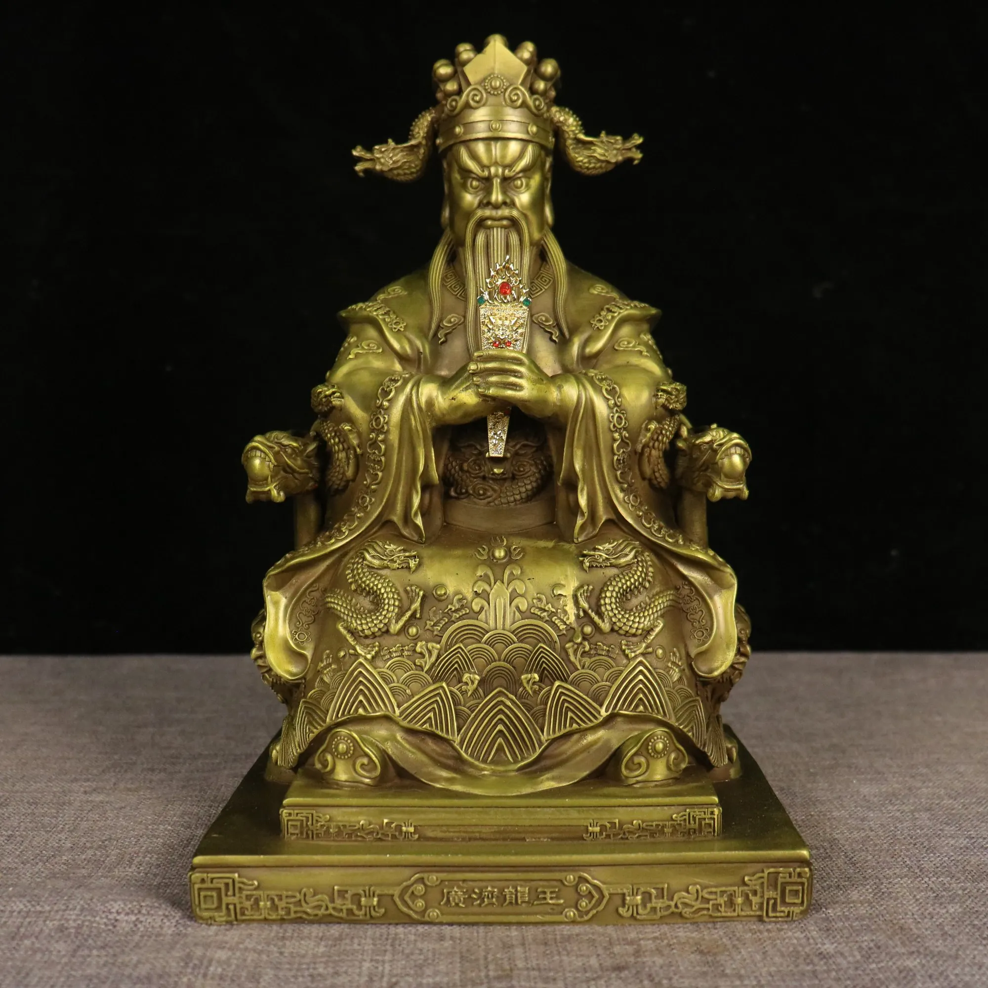 12 "مجموعة معبد التبت القديم النحاس Wuye التنين الملك التنين الورد الخامس التنين الملمس الرئة كرسي قاعة العبادة تاون هاوس