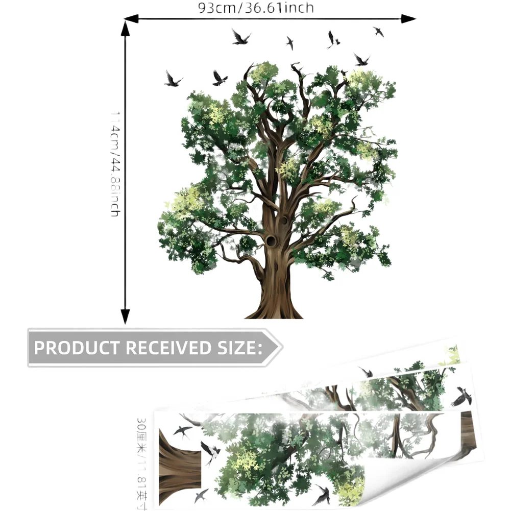 Realistic Tree And Birds Decor Modern Decor Sticker Bird Wall Decal Damage-free Application Indoor Use Easy To Apply