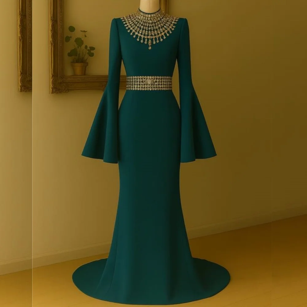 

Индивидуальные пасторальные джерси унисекс с блестками и складками, длинные платья с высоким воротником, блестящие платья на заказ