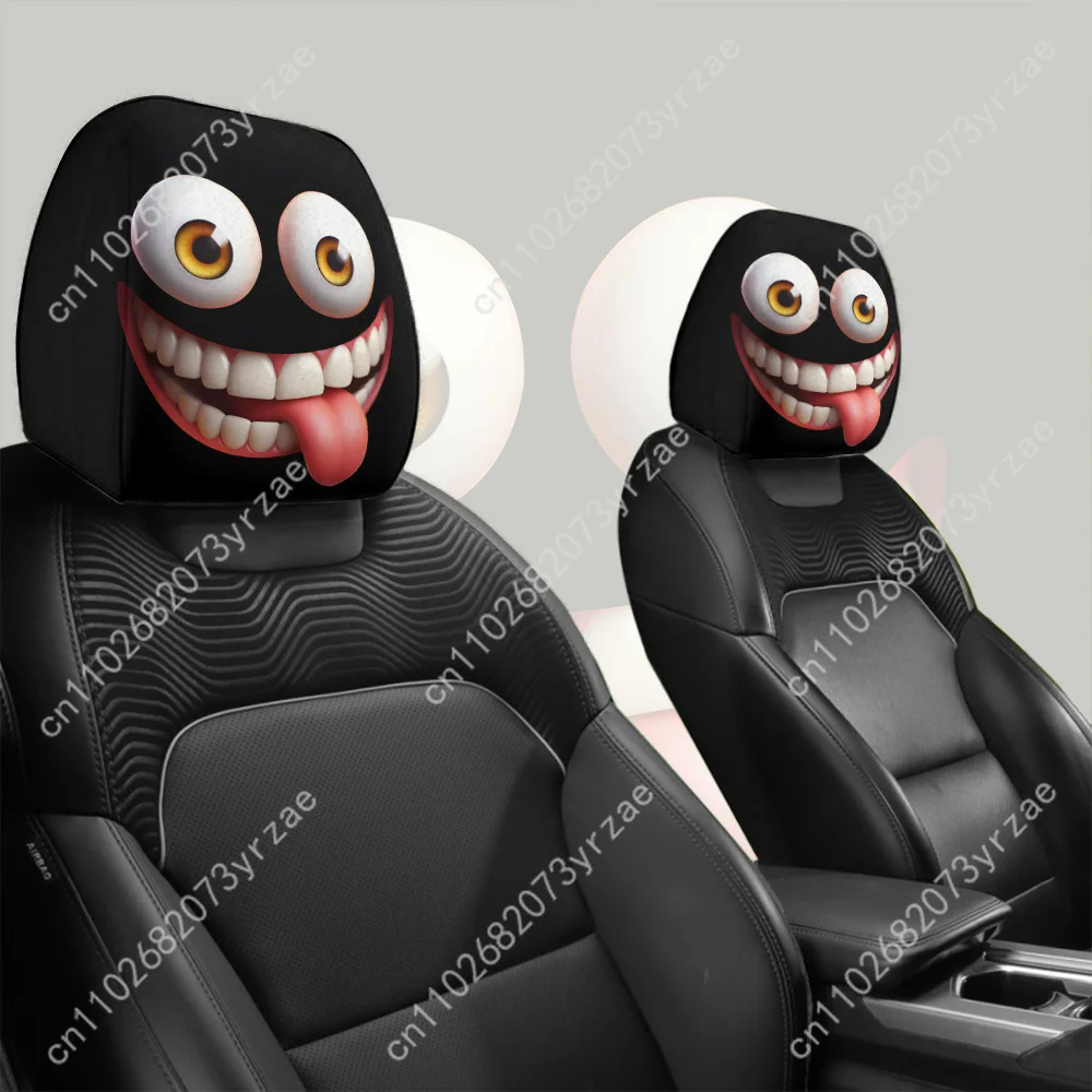 

cartoon big-eyed Car Seat Headrest Cover (2pcs) Environmentally Friendly Headrest Protector Breathable Comfortable Vehicle Decor