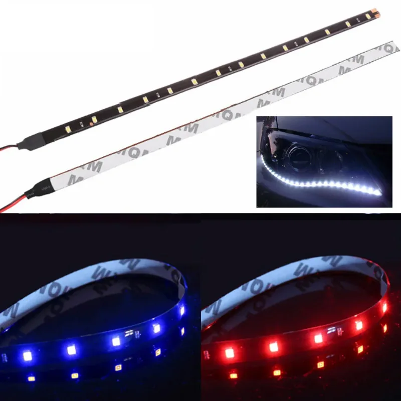 2X 30 cm Led Streifen Licht DRL 3528 1210 15SMD Auto Zubehör Auto Umgebungs Licht Dekorative Atmosphäre Licht gelb Grün 12 V Weiß