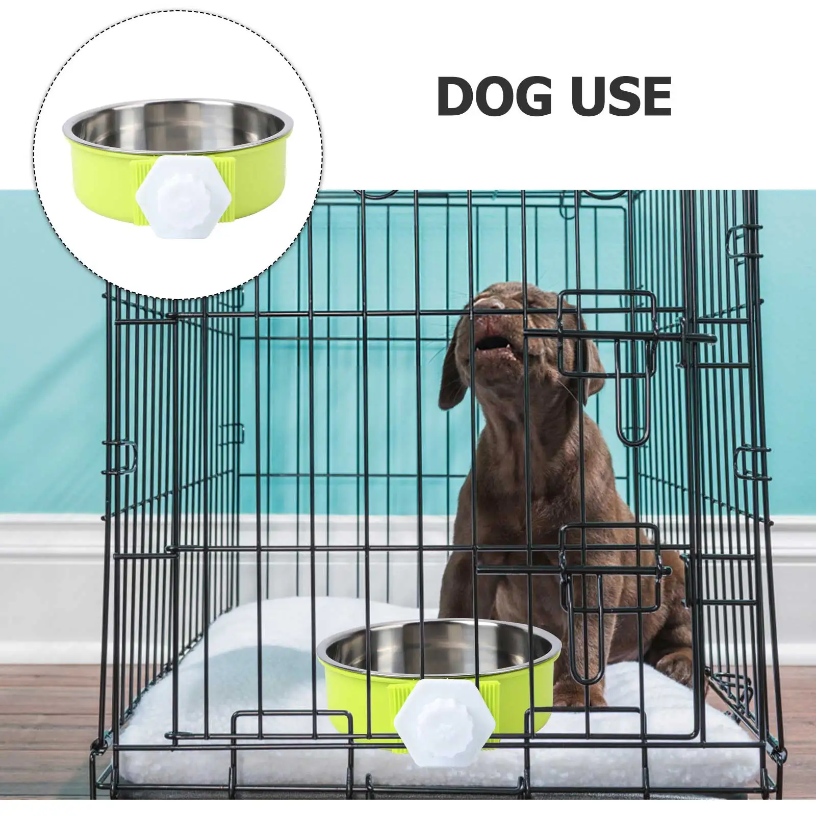 

Stainless Steel Dog Bowl Hanging Cage Food and Water Puppy Bowls Small Pet Feeder Metal Crate for Dogs
