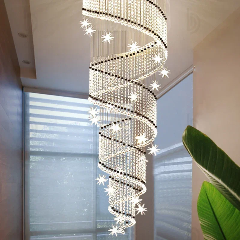 

Modern Simple Duplex Staircase Chandelier Villa Spiral Stairwell Loft Apartment Creative Crystal Chandelier Long Chandelier