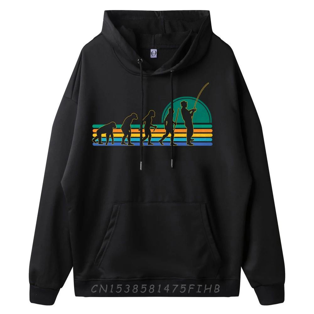 Retro Fishing Evolution Of Man Fisherm Red And Black Graphic Hoodie Sweater Aesthetic Christmas Sweater