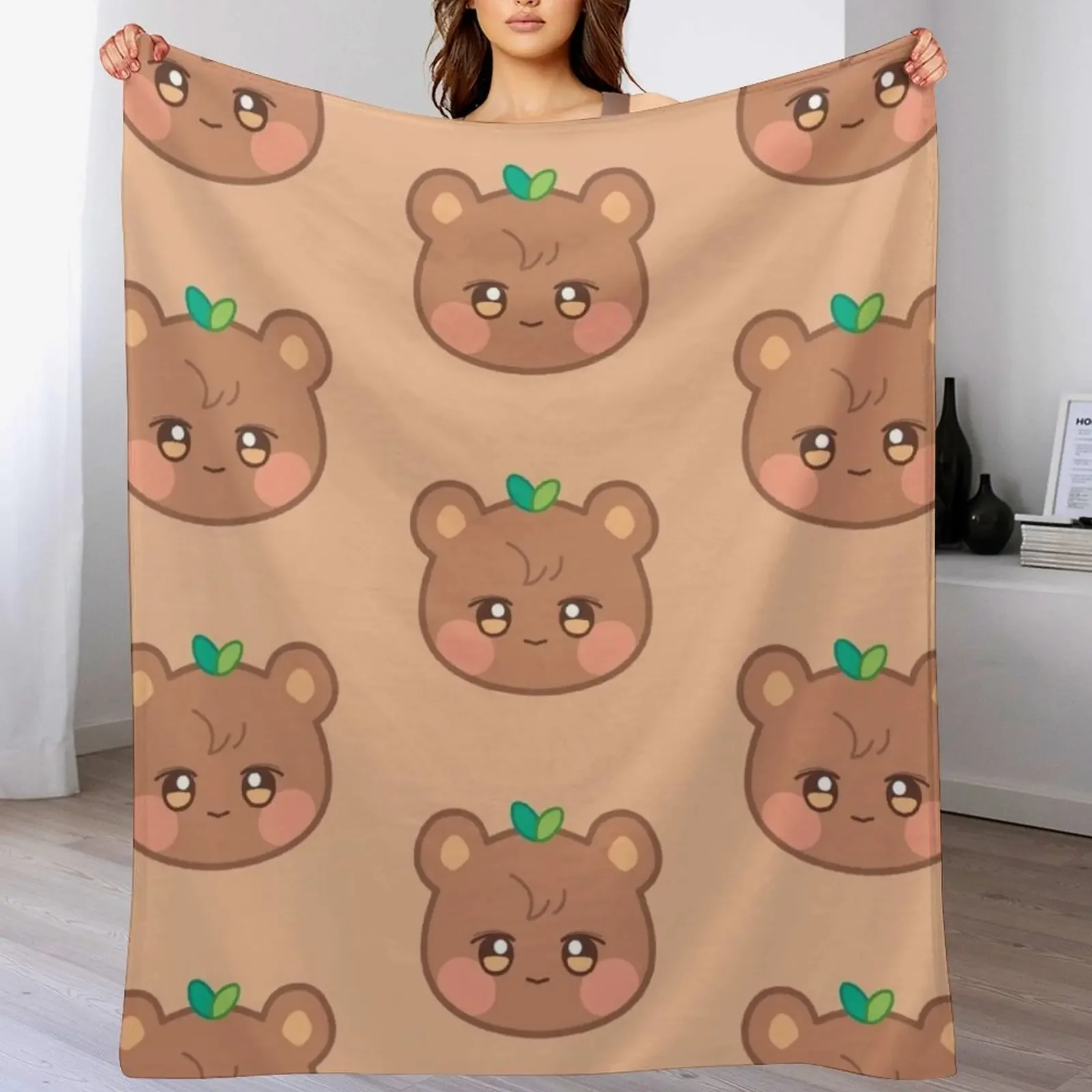 Ateez jongho aniteez jjongbear Throw Blanket Wrinkle Resistant Lightweight Blanket