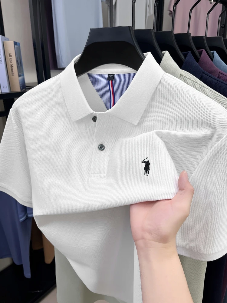 Polo de manga corta bordado de pony a la moda de lujo camiseta Paul de alta gama para ocio de negocios marca de diseñador para hombre novedad de verano