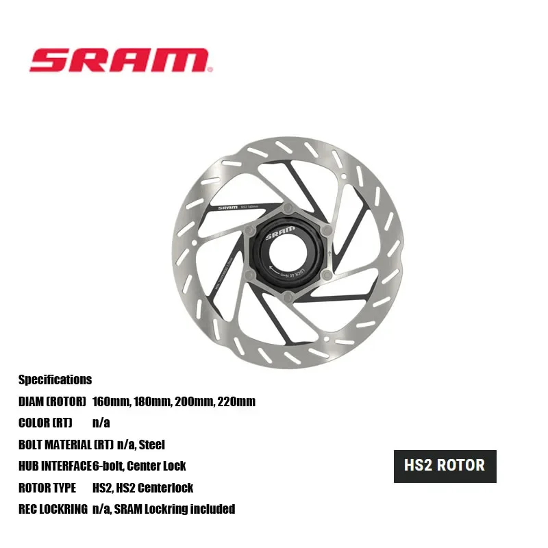 

SRAM HS2 ROTOR Thicker 2.00mm rotor Available in 6 bolt 160mm, 180mm, 200mm, 220mm MTB & Road bicycle acesssories cycling