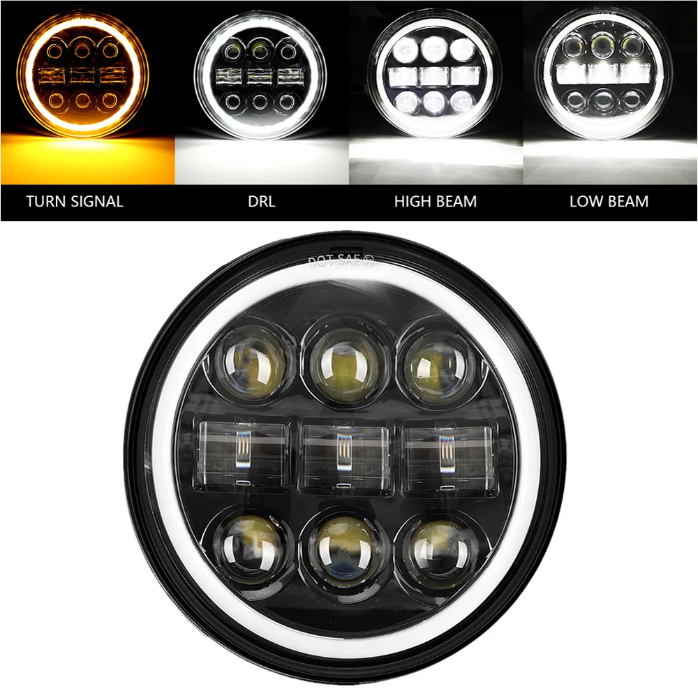 BraveWAY 5.75 inch LED-motorfiets koplamp motorfiets, 5-3/4 lamp voor Harley Sportster Roadster Glide Dyna voor Honda voor Yamaha