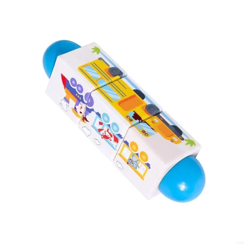 Baby Cognitive Puzzle Fun Juguete aprendizaje bloque giratorio para desarrollo sensorial L8RB