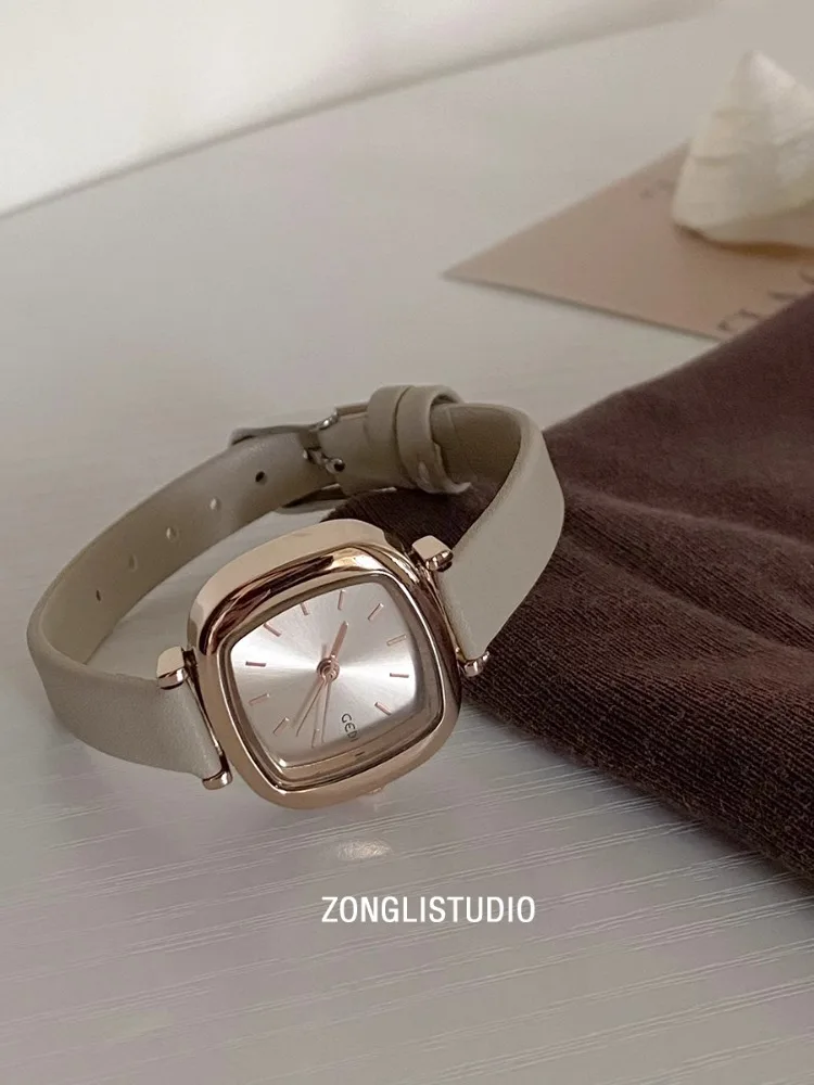 2025 New Women Quartz Watch Fashionable Square Leather Casual Minimalist Style Rose Gold Watch Girls for Watch