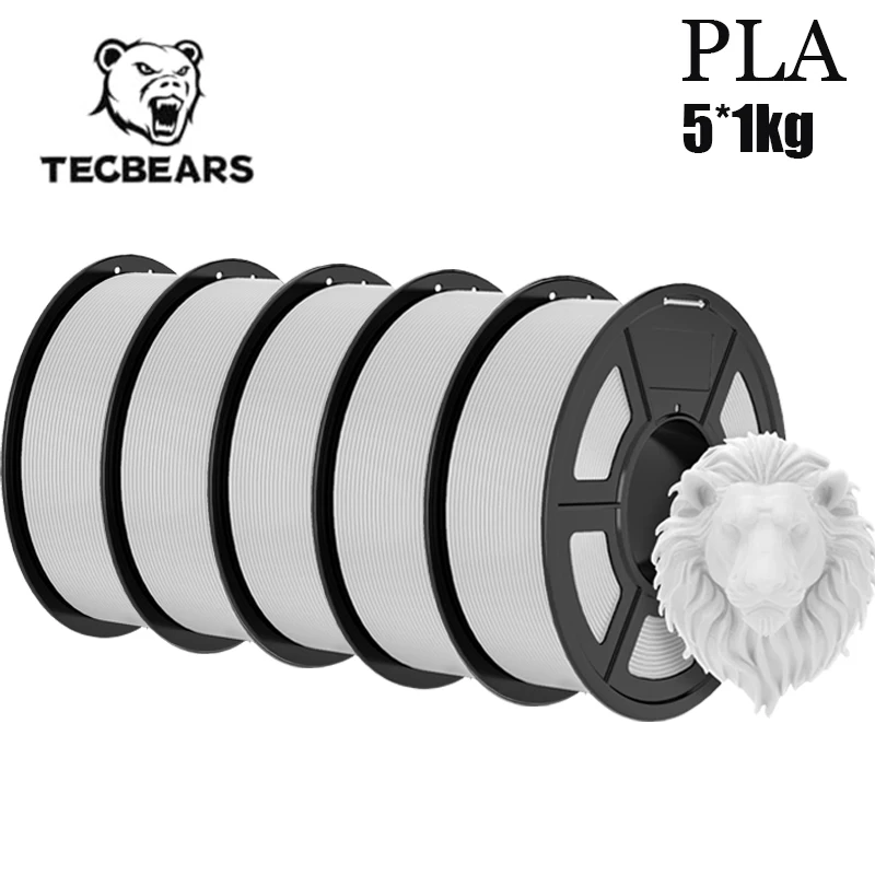TECBEARS 3D Filament 5KG PETG/HSMPETG/PLA/PLA PLUS/HSMPLA/ABS 1.75mm Netjes Gewonden Kleurrijke 3D Filamenten voor de Meeste FDM 3D Printers