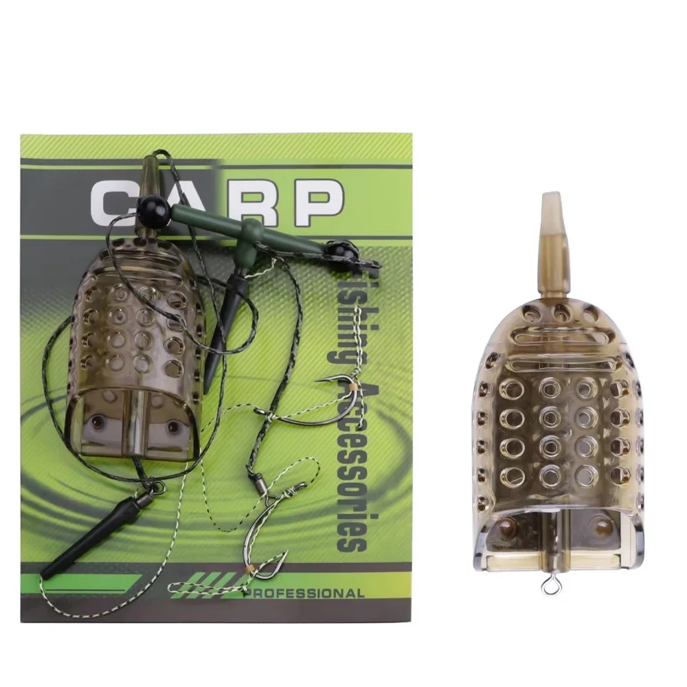 NGB 40g-100g Fishing Feeder Bait Cage With Hair Rigs Sinker Carp Fishing Hook Group Accessories