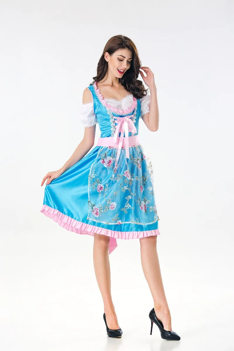 

Fashion Women Oktoberfest Costume Bavaria Ethnic Dirndl Beer Girl Maid Wench Fancy Dress halloween costumes for women