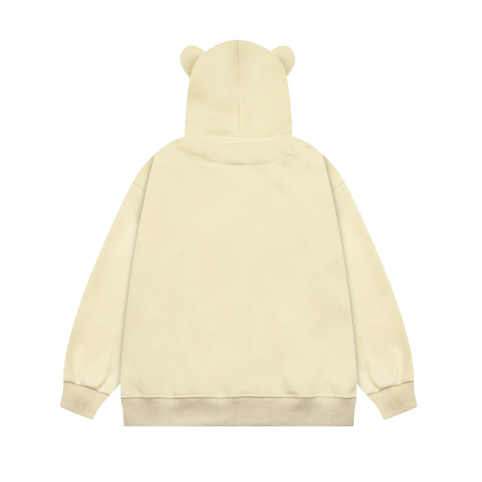 American Retro Cartoon Print 3d Ears Hooded Fleece Sweater Men's and Women's Autumn and Winter Loose Versatile Zip Jacket