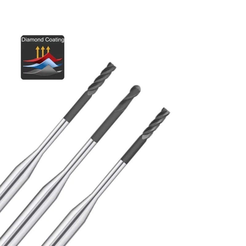 

Flat Deep Micro Carbide Graphite Milling Cutter with PCD Coating End Mill Processing Graphite, Electrodes, Carbon Fibers