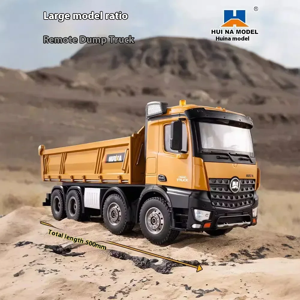 Huina 1/14 liga rc caminhão basculante 12ch caminhões de controle remoto trator carro luzes led simulação veículo engenharia meninos brinquedos presentes
