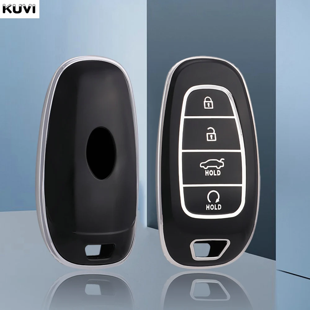 

NEW TPU Car Key Case Cover For Hyundai Tucson Solaris Sonata Hybrid NEXO NX4 Santafe dn8 4 Buttons 2020 2021 2022 Accessories
