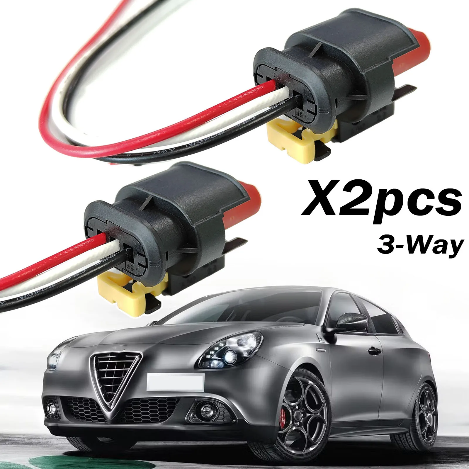 2x For Alfa Romeo Giulietta 159 Brera Mito 4C Spider 3-Way Ignition Coil Wiring Harness Connector Repair Plug Cable 71752816