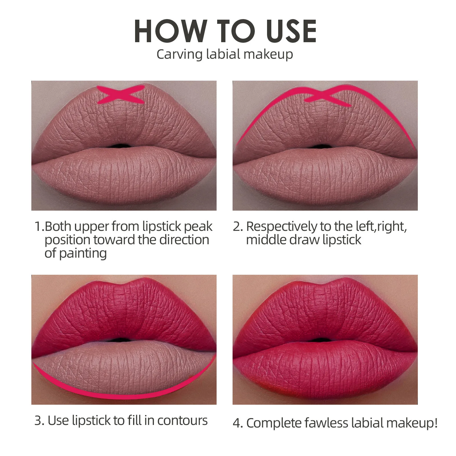 2-in-1 lippotlood en voering met twee uiteinden |   Waterdicht en langdurig |   Verleidelijke rode fluwelen matte dagelijkse lipkleur