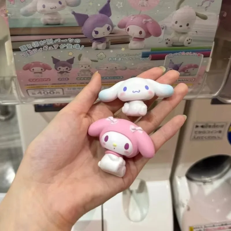 Genuine Bandai Gashapon Sanrio Characters Kuromi Melody Cinnamoroll Shaking Head Style Toy Kids Gift Collectible Model Ornaments