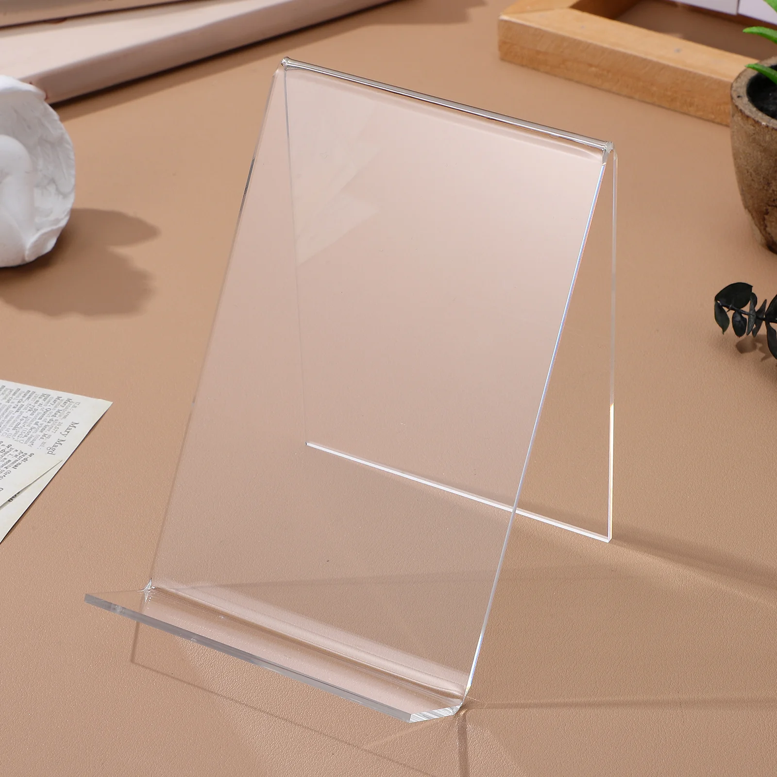 Suporte de exibição de livro acrílico transparente, 6 peças, rack de documentos estável para revistas, fotos, cds, folhetos, suporte de livro